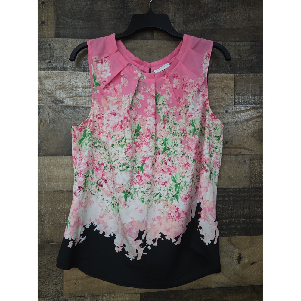 Women's Floral Chiffon Pleated Blouse Sleeveless Fairycore Career Romance Large